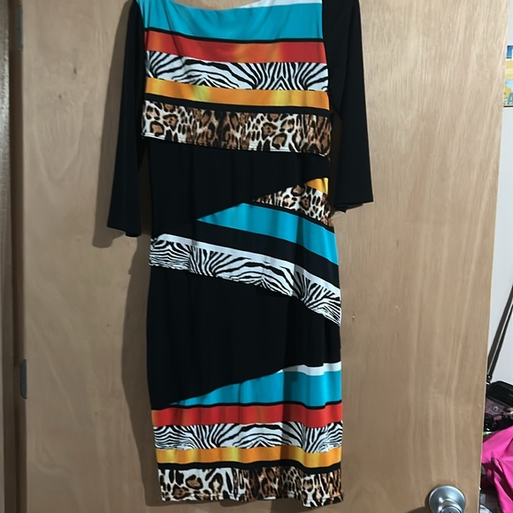 Joseph Ribkoff Black Multicolor 3/4 Sleeve Dress - Picture 4 of 5